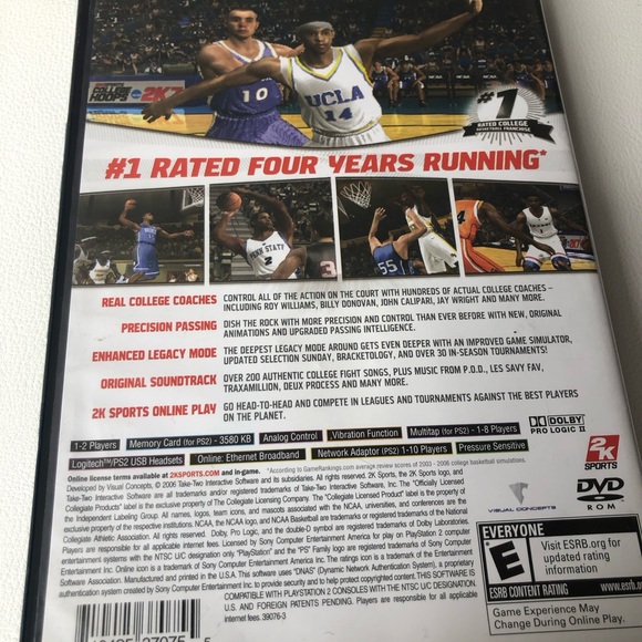 Play Station 2 , NHL 2K7 & 2K College Hoops Tested - Picture 6 of 8